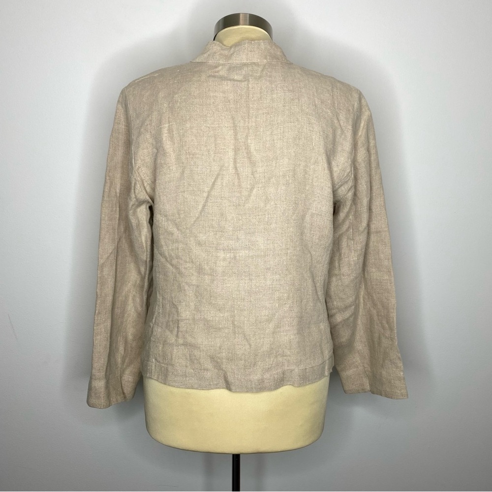 Eileen Fisher Petite Beige Irish Linen Blazer - Picture 2 of 10